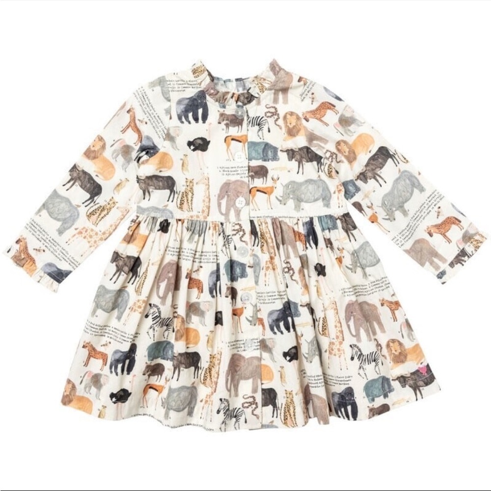 Pink Chicken Multicolor Animal Print Kids Dress